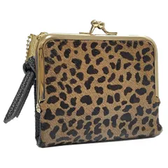 ☆ レオパード/ブラウン ☆ Pisoraro ピソラロ ハラコ がま口二つ折りミニウォレット 二つ折り財布 がま口 Pisoraro ピソラロ PR241 ピソラロ財布 折りたたみ財布 折り畳み財布 ミニ財布 折り財布 カード コンパクトウォレット