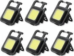 【樹脂廉価版6個セット】LED 作業灯 COBライト ミニ投光器 USB充電 キーホルダー式 超ミニ 45g 小型 800ルーメン 4種点灯モード IPX4防水 強力磁石付き 緊急照明 釣り キャンプ 登山 ランニング 防災 地震 停電 作業用