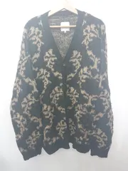 ◇ ⊇ MONO-MART モノマート 総柄 長袖 ニット カーディガン サイズL ブラック ブラウン系 メンズ E  【1507160009779】