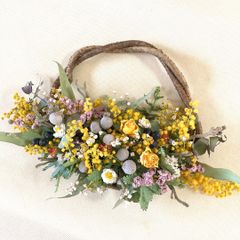 yellow mimosa⭐︎ドライフラワー ミモザリース