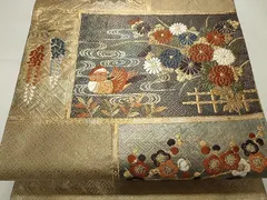 平和屋着物◎佐賀錦　六通柄袋帯　唐織　流水鴛鴦花文　金糸　正絹　逸品　CAAT2007yk