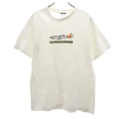 STUSSY ステューシー 90s USA製 オールド 紺タグ フランス空軍 戦闘機 D.520 半袖 Tシャツ M ホワイト シングルステッチ メンズ 古着