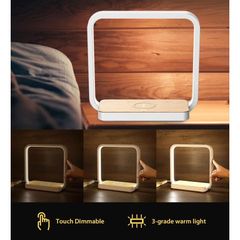 WILIT  LEDベッドサイドランプ QIワイヤレス充電搭載・省エネ4W・3段階調光・目に優しいおしゃれ なライト（木目デザイン）新生活