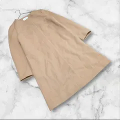 【ビューティーアンドユース】（M）ノーカラーコート ウール 無地 ベージュ