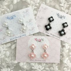 【Clover series 87 イヤリング】クローバー　モチーフ｜ 2連｜揺れる｜ピアス｜イヤリング