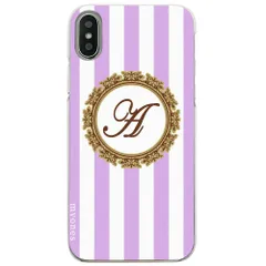 【新品未使用】iPhone6 Plus / 6s Plus アイフォン6sプラス クリア ハードケース ( ストライプラベンダー イニシャルA ) ボーダー ストライプ イニシャル cl-initial1-iphone6splus-ca033_d_a