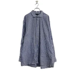 TOMMY HILFIGER 長袖 チェック シャツ 2XL ブルー ホワイト トミーヒルフィガー ビッグサイズ 古着卸 アメリカ仕入 a605-7465
