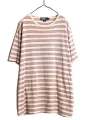 【お得なクーポン配布中!】 90s ポロ ラルフローレン ボーダー 半袖 Tシャツ メンズ XL 古着 90年代 オールド 大きいサイズ ポニー無し マルチカラー シングルステッチ