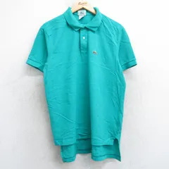 L/古着 ラコステ LACOSTE 半袖 ブランド ポロ シャツ メンズ 90s ワンポイントロゴ 鹿の子 コットン 青緑 spe 25aug05 中古 トップス