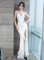 【新品・未使用】ドレス ロング丈 マーメイド パーティー エレガント 高級感 美シルエット 華やか 大人可愛い 写真映え お呼ばれ 二次会 同窓会 デートにも 旬トレンド