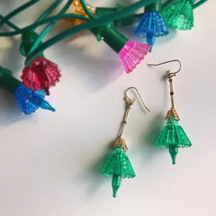昭和レトロ★Xmasライトのピアス・イヤリング【Green】