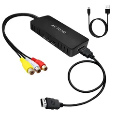 RCA to HDMI 変換コンバーター AV コンポジット hdmi 変換アダプタ 3色端子 hdmi 変換 古いゲーム機（PS1、PS2、SNES、Wii、N64）古いレコーダー(DVD、VCR、VHS)など機器 3色コードからHDMI 720P/1080