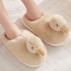 レディース 冬用 ダックスリッパ ハニーガールスタイル カートゥーンプリント スリッポン 裏起毛 滑り止めEVAソール 室内用 カップル用 手洗い可