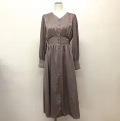 NBB フロントクルミ釦ワンピース 花柄 Vネックシャツワンピース M 前開き