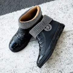 ☆ ブラック ☆ 39(24.5cm) ☆ インナー付き レインスニーカー pmygrainboot18 インナー付き レインスニーカー メンズ レディース ブーツ ショートブーツ スニーカー レインシューズ 雨靴 ショート ローヒール インナー 暖かい