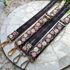 No.267 (ブラック・幅2.5㎝)『インド刺繍ショルダーストラップ』　スマホストラップ　スマホショルダー　バッグショルダー　ネックストラップ　インド刺繍アクセサリー