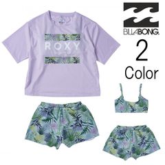 【OWT】ロキシー Roxy キッズ　MINI SIMPLY BOTANICAL ラッシュTシャツ付き 水着 3点セット スウィムウェア 子ども服