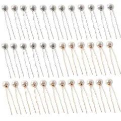 卒業式 結婚式 入学式 36個セット 髪飾り ヘッドドレス パール 和装 アレンジ ヘアピン 和装 Ｕピン 撮影 ゴールド YFFSFDC ＋シルバー