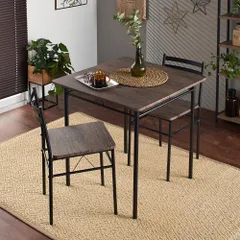 テーブル 幅70cm 食卓 1点 3点セット チェア 2脚 2人用 ブラウン 木目調 ダイニングテーブル おしゃれ PLAZA) コンパクト 組み立て品 アイリスプラザ(IRIS AS-V70