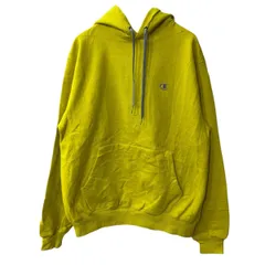 Champion ロゴスウェット パーカー M イエロー チャンピオン フーディー ワンポイントロゴ プルオーバー 古着卸 アメリカ仕入 a709-5176