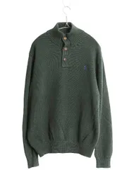 【お得なクーポン配布中!】 ポロ ラルフローレン ハイネック コットン ニット セーター メンズ XL / ワンポイント ヘンリーネック 大きいサイズ シンプル トップス 緑