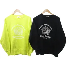 スタジオセブン STUDIO SEVEN HONEST COLLEGE × GU 美品 ロゴプリント スウェット トレーナー 2点セット おまとめ 長袖 黄色 イエロー系 黒 ブラック Mサイズ