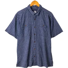 古着 パタゴニア Patagonia MIGRATION HEMP SHIRT 53138SP14 チェック柄 半袖 ヘンプ×コットンシャツ ボックスシャツ/eaa568161