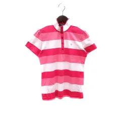 ポールスミススポーツ PAUL SMITH SPORTS ポロシャツ カットソー ボーダー 半袖 M ピンク 白 ホワイト /YK