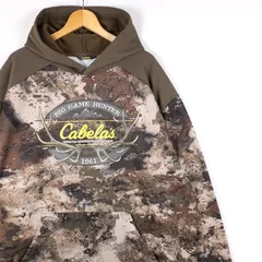 Cabela's ポリエステルスウェットパーカー メンズUS-2XLサイズ リアルツリーカモ柄＆ロゴプリント sh-4184