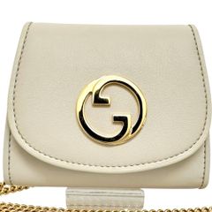 【GUCCI/グッチ】ブロンディ チェーンウォレット 725219 ショルダーバッグ レザー オフホワイト/ゴールド金具 レディース 【中古】【真子質店】【BL】
