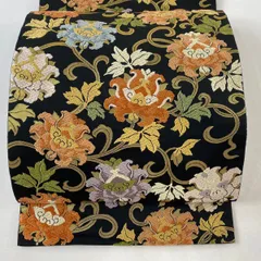 西陣織 服部織物 袋帯 金糸 正絹 六通 グレー系 Q144｜ファッション 