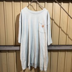 343 Carhartt 半袖 ポケットTシャツ 3XL サックスブルー ビッグサイズ カーハート ロゴ 古着卸 アメリカ仕入