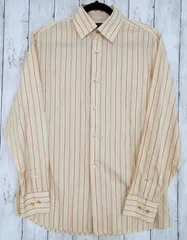 BANANA REPUBLIC 長袖シャツ S コットン YLW ストライプ イエロー系