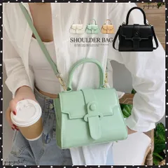 ショルダーバッグ 2way レディース斜めがけレザー調 スクエアカバン 小さめ シンプル 肩掛けかばん ポシェット 手提げバッグ 合皮 韓国 ファッション フラップ磁石ボタン PUレザー ミニ鞄高級感が溢れる2wayミニショルダーバッグです