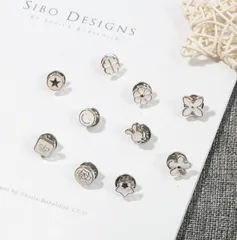 10個セット ブローチ チャーム  ピンバッジ ネクタイピン 星 花 王冠