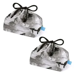 COLORFUL CANDY STYLE 巾着 中 マチ有りお弁当袋(ネームタグ付き) 恐竜柄 2枚セット 女の子 かわいい 子供用 中 マチ有りお弁当袋 お弁当 巾着 お弁当袋 キッズ お弁当バッグ ランチ 巾着 ランチ袋 幼稚園 幼児 お弁当 袋 おし