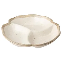 美濃焼 白唐津 3仕切り皿 オードブル皿 約18×3cm 小分け皿 区切り お皿 焼肉皿 電子レンジ対応 食洗機対応 日本製 K80032 0