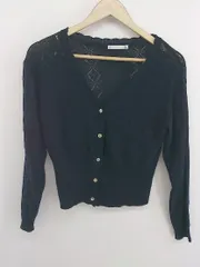 ◇ ITS'DEMO Vネック 透かし編み 長袖 ニット カーディガン サイズF ネイビー レディース P  【1302220000563】