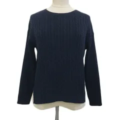 グリーンレーベルリラクシング ユナイテッドアローズ green label relaxing Sporting&Style セーター ニット プルオーバー ラウンドネック ケーブル編み 長袖 紺 ネイビー