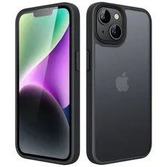 【数量限定】14 6.1インチ用 iPhone 耐衝撃性ミリタリーグレードの落下防止 つや消しの半透明の背面電話カバー マットケース 指紋防止 ブラック JEDirect (ブラック)