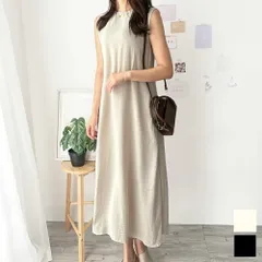 バックデザインノースリーブワンピース 重ね着 夏服 ワンピース ロング丈 一枚コーデ 韓国 ファッション レディース 春夏 体型カバー デート 無地