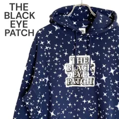 美品 Black Eye Patch ブラックアイパッチ ネイビー スウェットパーカー スペース 星 キラキラ コットン100％  サイズ：L  650KZ