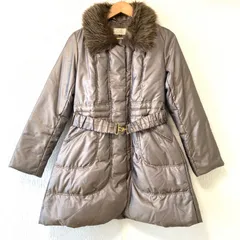 状態良好◎ 2way◎【OTTO】オットー ジップアップ ダウン コート ナイロン 軽量 防寒 アウター Aライン 上品 キレイめ 光沢感 お出掛け ディナー デート ママコーデ ファー着脱 ブラウン系 レディース 女性 サイズM/M824UU