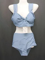 ◇ ◎ ●未使用● TeddyShop テディショップ オフショル風 ハイウエスト ビキニ 水着 上下 サイズM ブルー系 レディース P  【1407100029297】