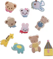 動物 くま モチーフ ワッペン 10枚セット くま アイロン刺しゅうワッペン 熊 アップリケ かわいい 装飾 パッチ 補修 DIY服 アップリケ