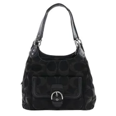 【COACH】コーチ シグネチャー F24742 ナイロンキャンバス×レザー 黒 レディース トートバッグ