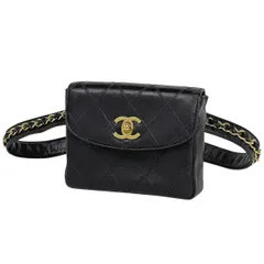 シャネル CHANEL ビコローレ ウエストバッグ ウエストポーチ ボディバッグ レザー ブラック レディース 【中古】
