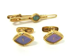 YVESSAINTLAURENT イヴサンローラン ヴィンテージ カフス カフリンクス ネクタイピン タイピン 2点セット ゴールド系 DK1268