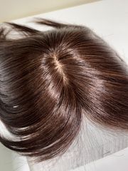 No.2 【限定品】部分ウィッグ かつら 広範囲 人毛100% ナチュラルブラウン 自然 前髪あり 右分け固定