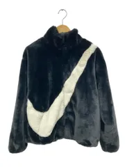 NIKE (ナイキ) AS W NSW JKT FAUX FUR フェイクファー ビッグスウッシュ フリースジャケット CU6559-010 XL ブラック×ホワイト ウィメンズ/028